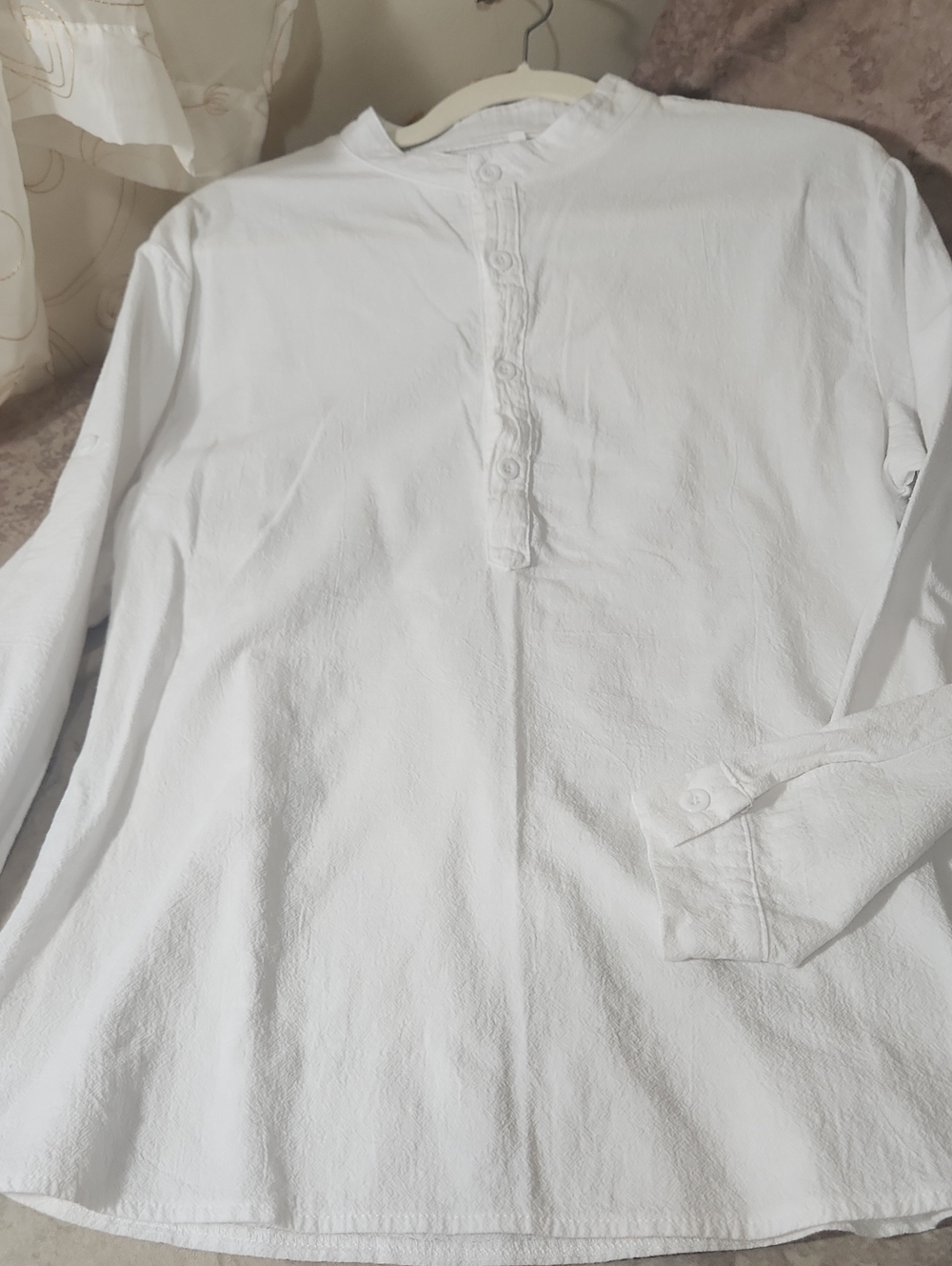 Women's White Button-Neck Long-Sleeve Blouse That White Blouse We All Need